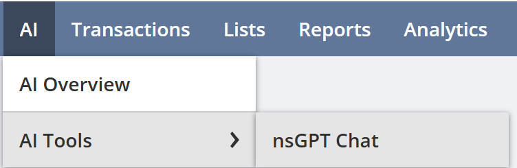AI Center Tab in NetSuite Navigation