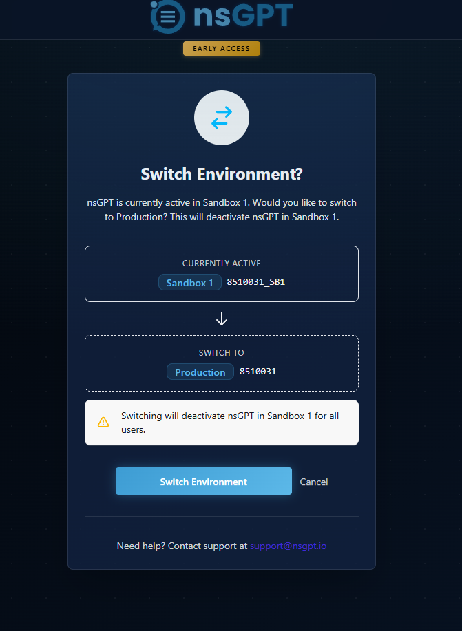 nsGPT Environment Switching